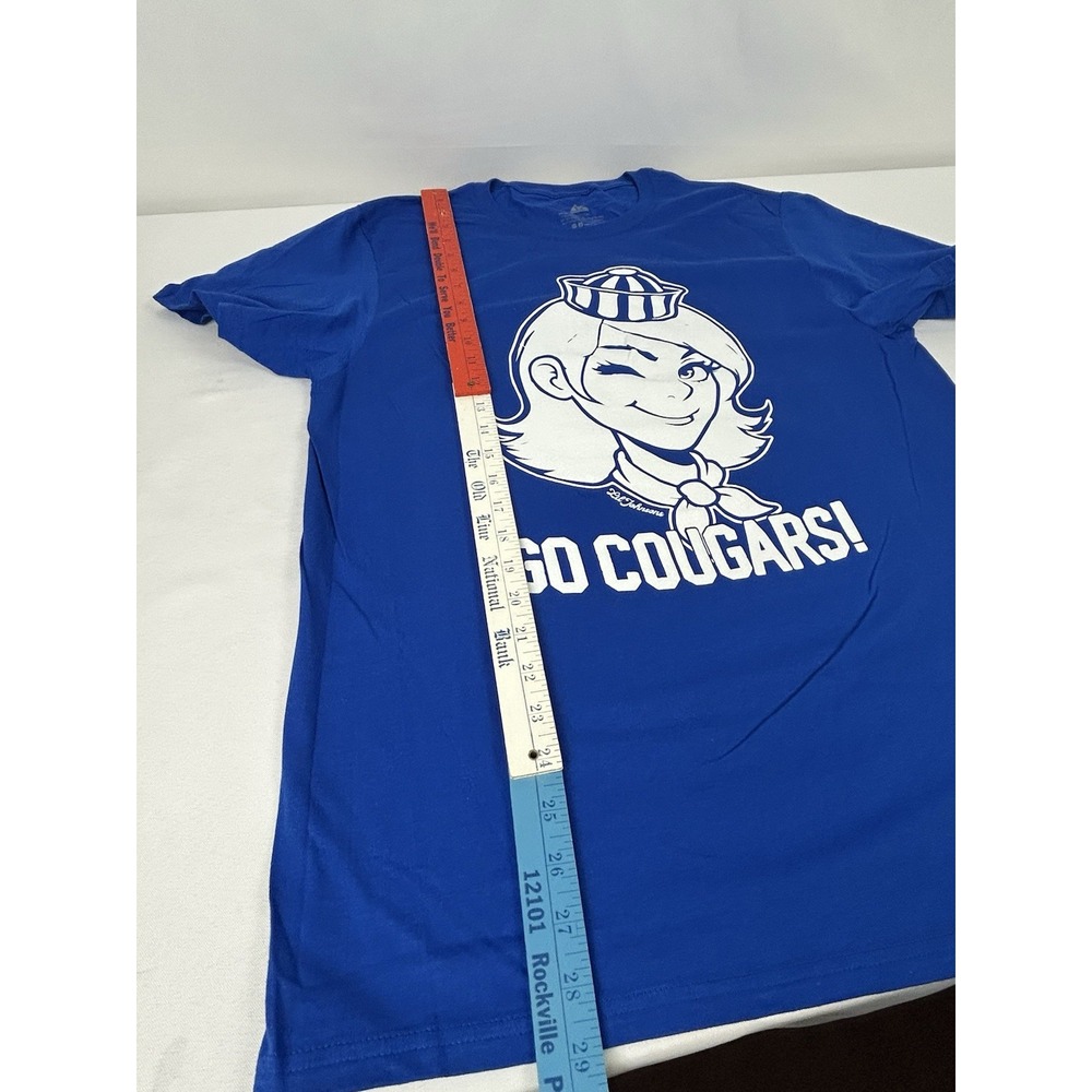 BYU Go Cougars Winking Cougar T-Shirt Lil Johnsons Mens Large Blue Cotton Tee - Picture 8 of 11